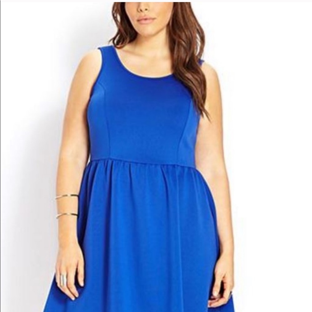 Forever 21 Plus Royal Blue Fit & Flare Tank Dress